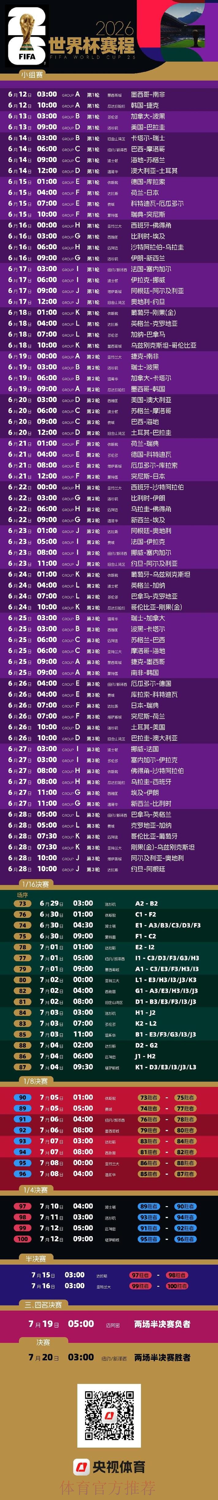 2026年美加墨世界杯举办时间揭晓 2026年美加墨世界杯举办时间揭晓